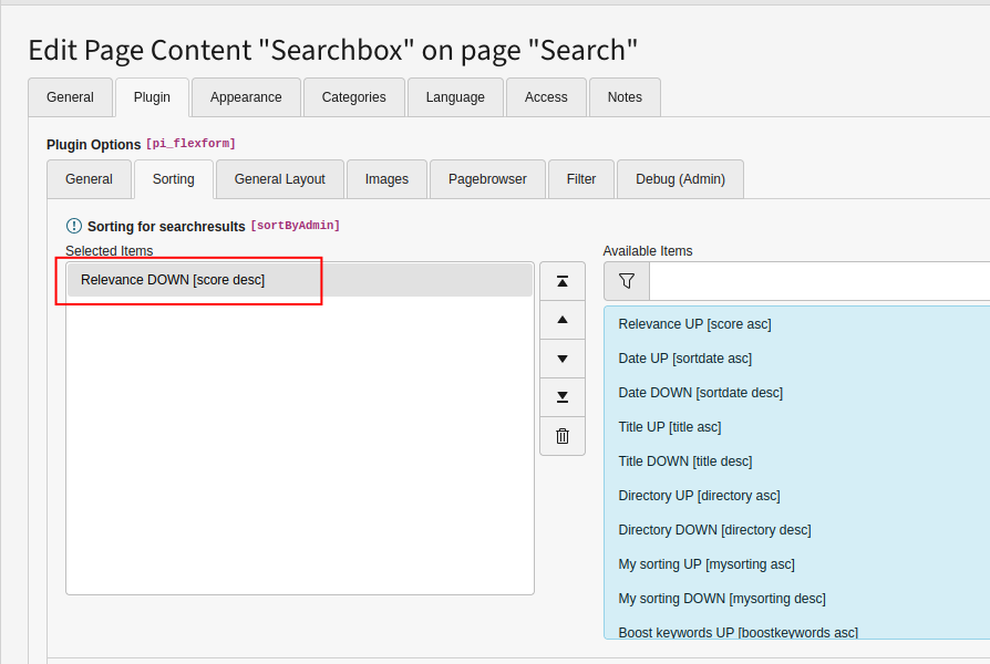 Set sorting to relevance and boost keywords