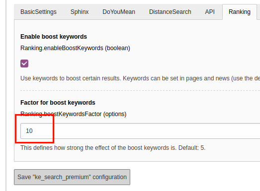 Adjusting the boost factor in extension settings