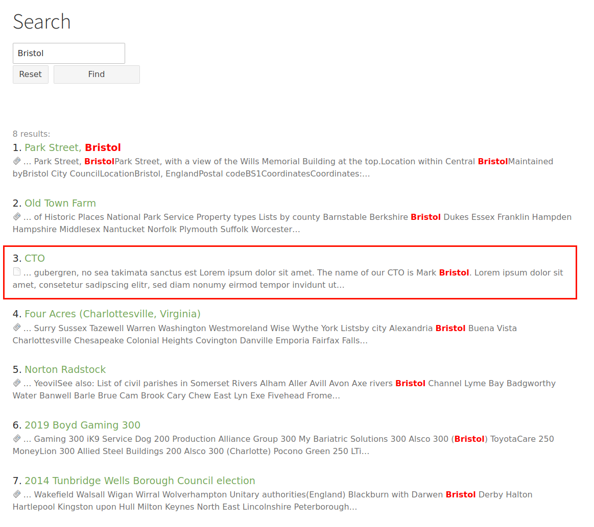 Search result before custom ranking