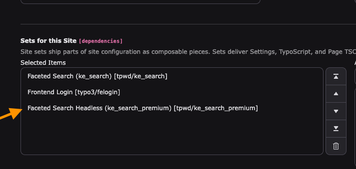 Adding the headless site set