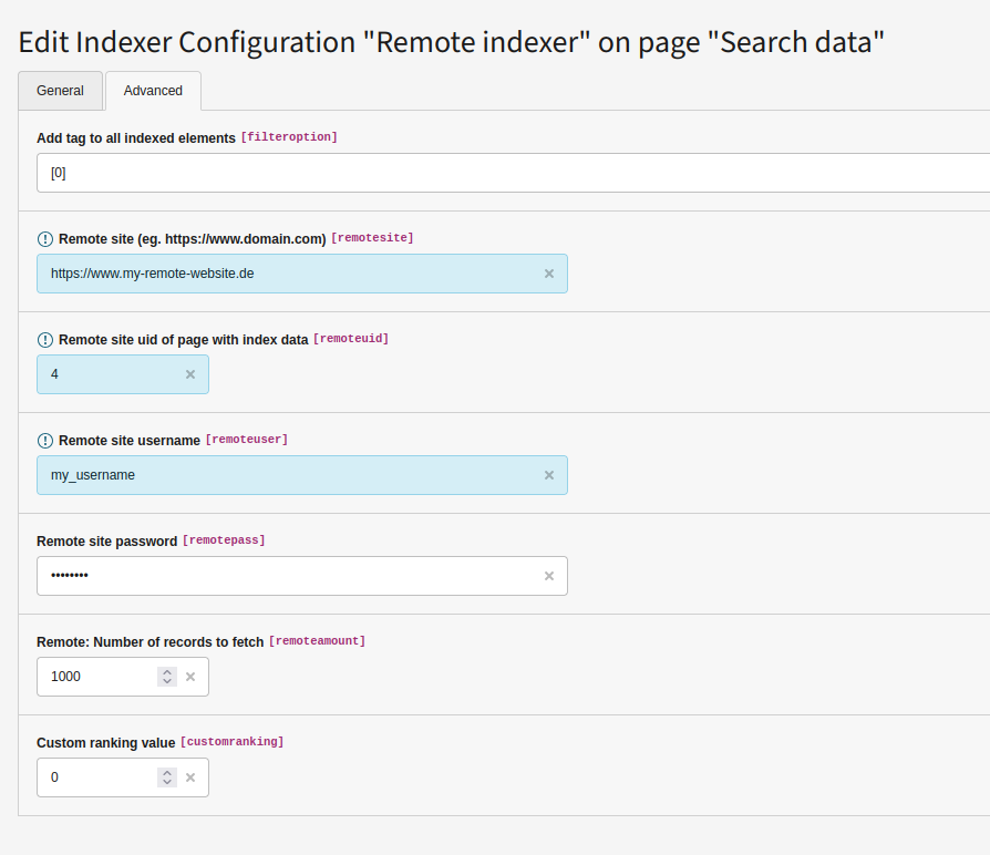 Configure the indexer configuration