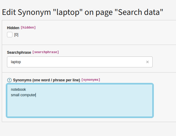 Searchphrase and synonyms